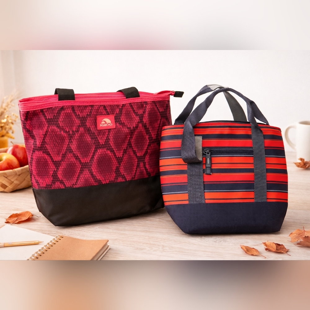 Igloo Pink and Black Tote Bag Set